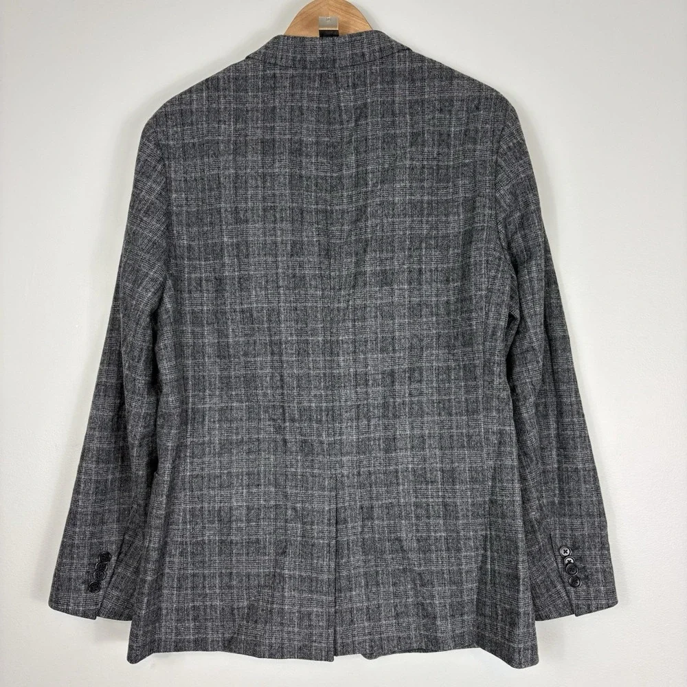 Banana Republic Men's Plaid Sport Coat Wool Blend Slim Fit Blazer Sz 42R Gray